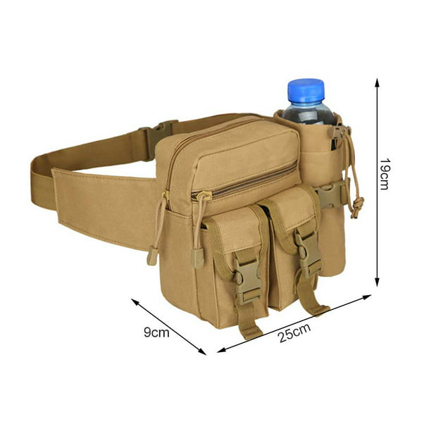 Tactical Waist Pack Pouch With Water Bottle Pocket Holder Waterproof 1000D Nylon